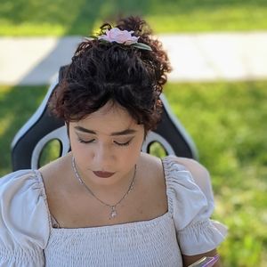 Peach flower hair clip